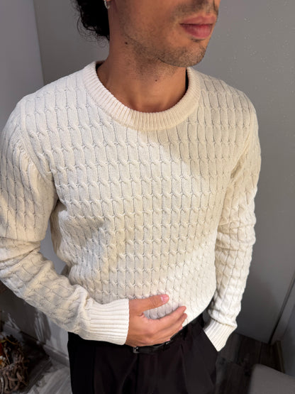 MAGLIA CINIGLIA FANTASIA TRECCIA PANNA