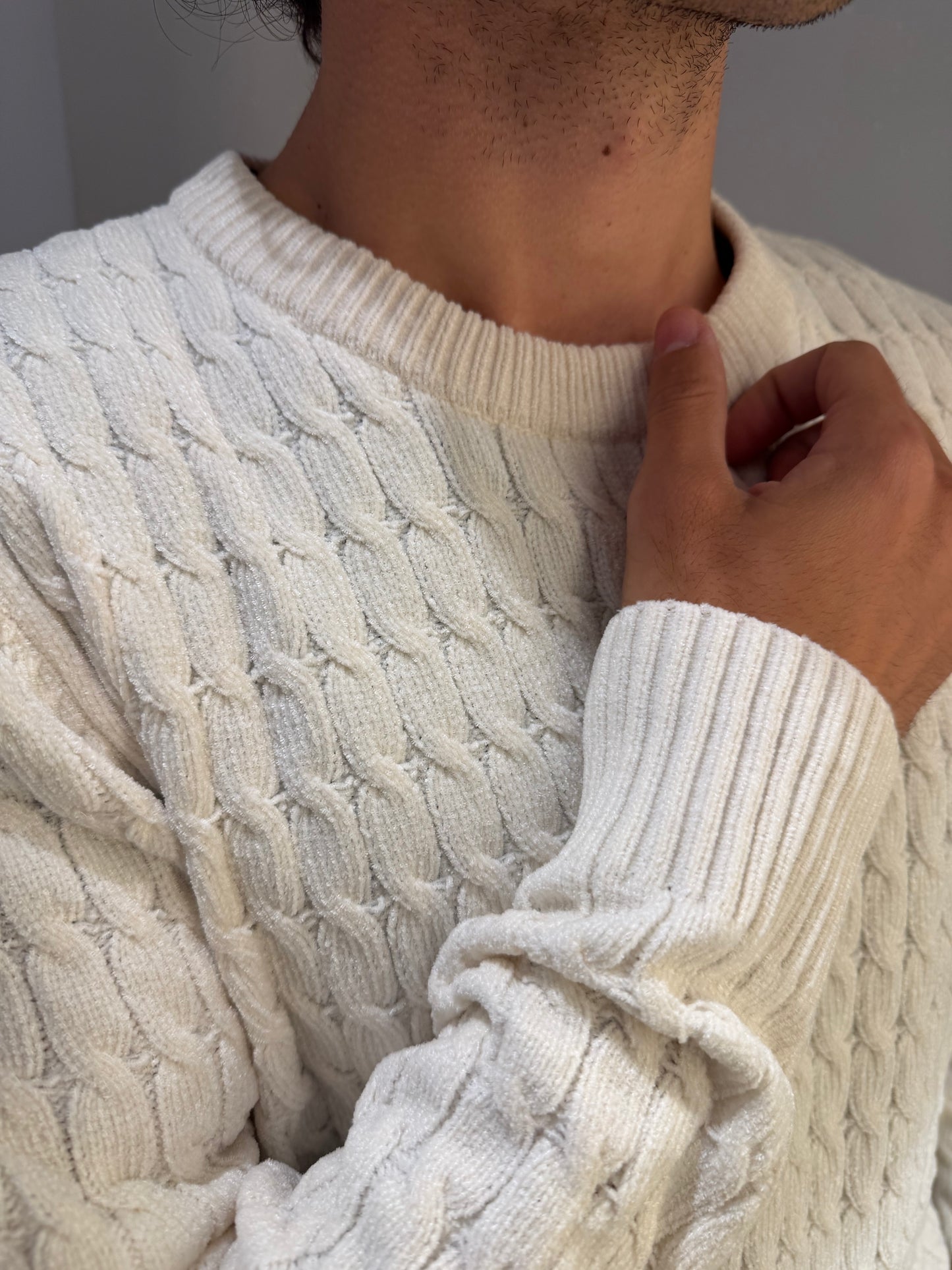 MAGLIA CINIGLIA FANTASIA TRECCIA PANNA