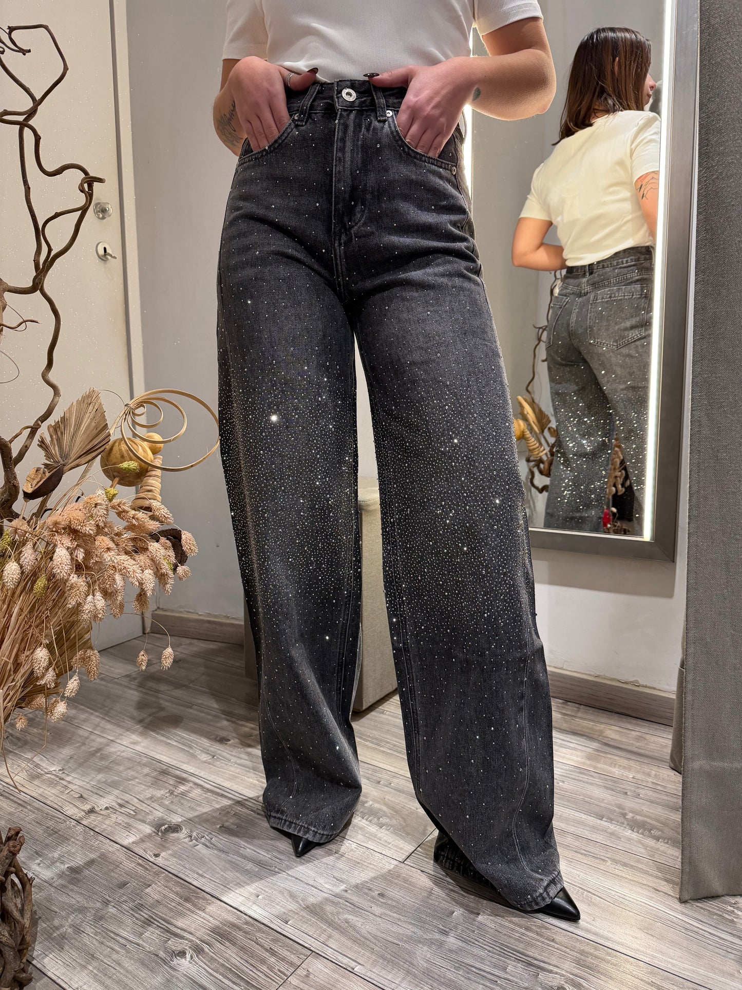 JEANS STELLA STRASS WIDE LEG