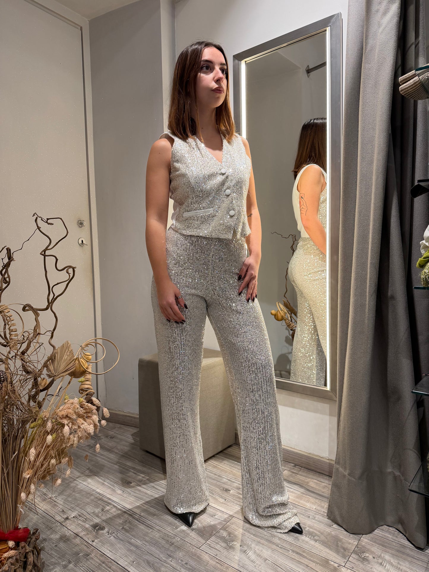 COMPLETO PAILETTES ARGENTO