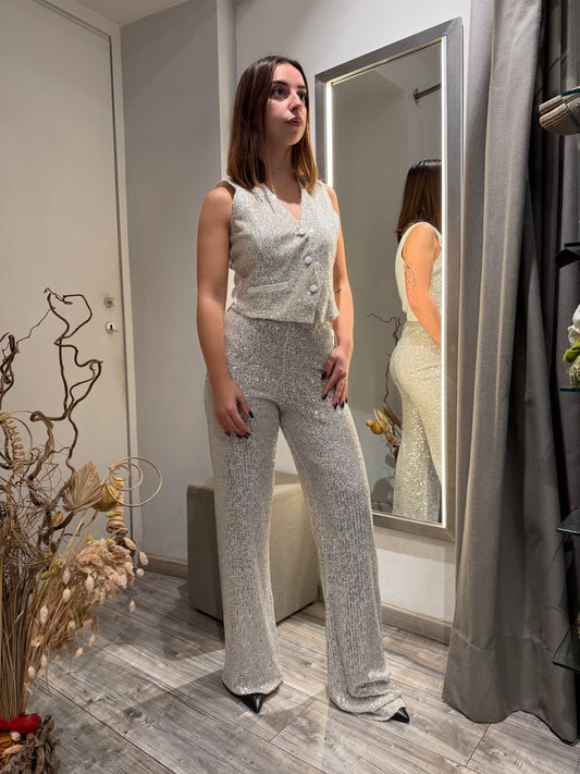 COMPLETO PAILETTES ARGENTO