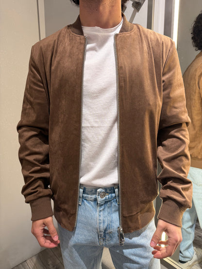 GIUBBOTTO BOMBER EFFETTO CAMOSCIO MORO