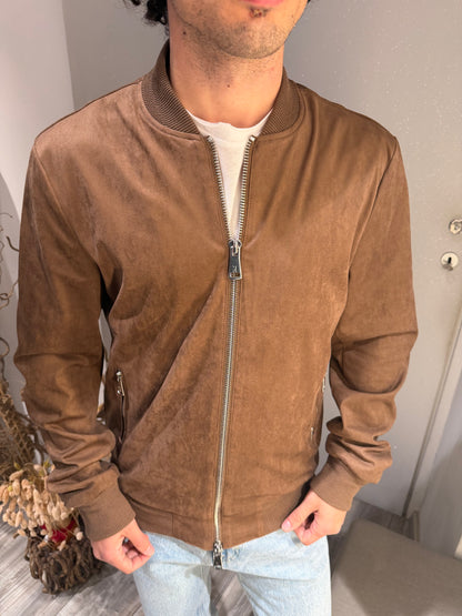 GIUBBOTTO BOMBER EFFETTO CAMOSCIO MORO