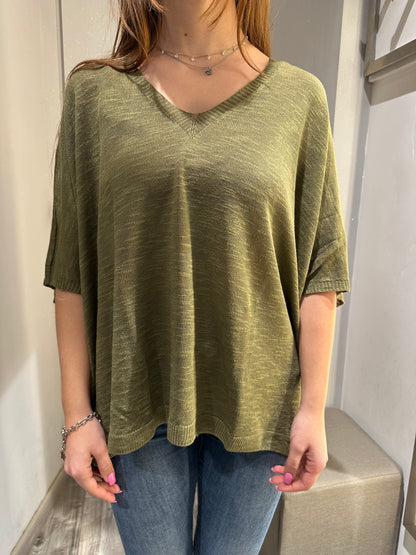 MAGLIA SCOLLO V MANICA 3/4