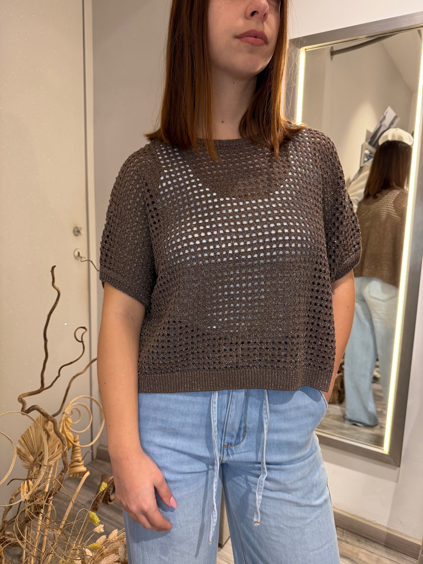 GILET TRAFORATO LUREX MORO