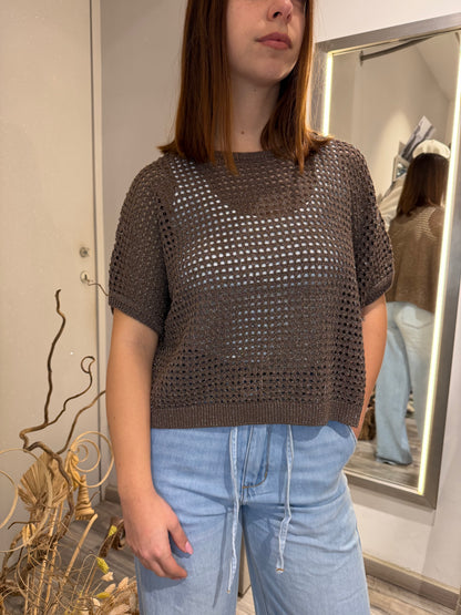 GILET TRAFORATO LUREX MORO