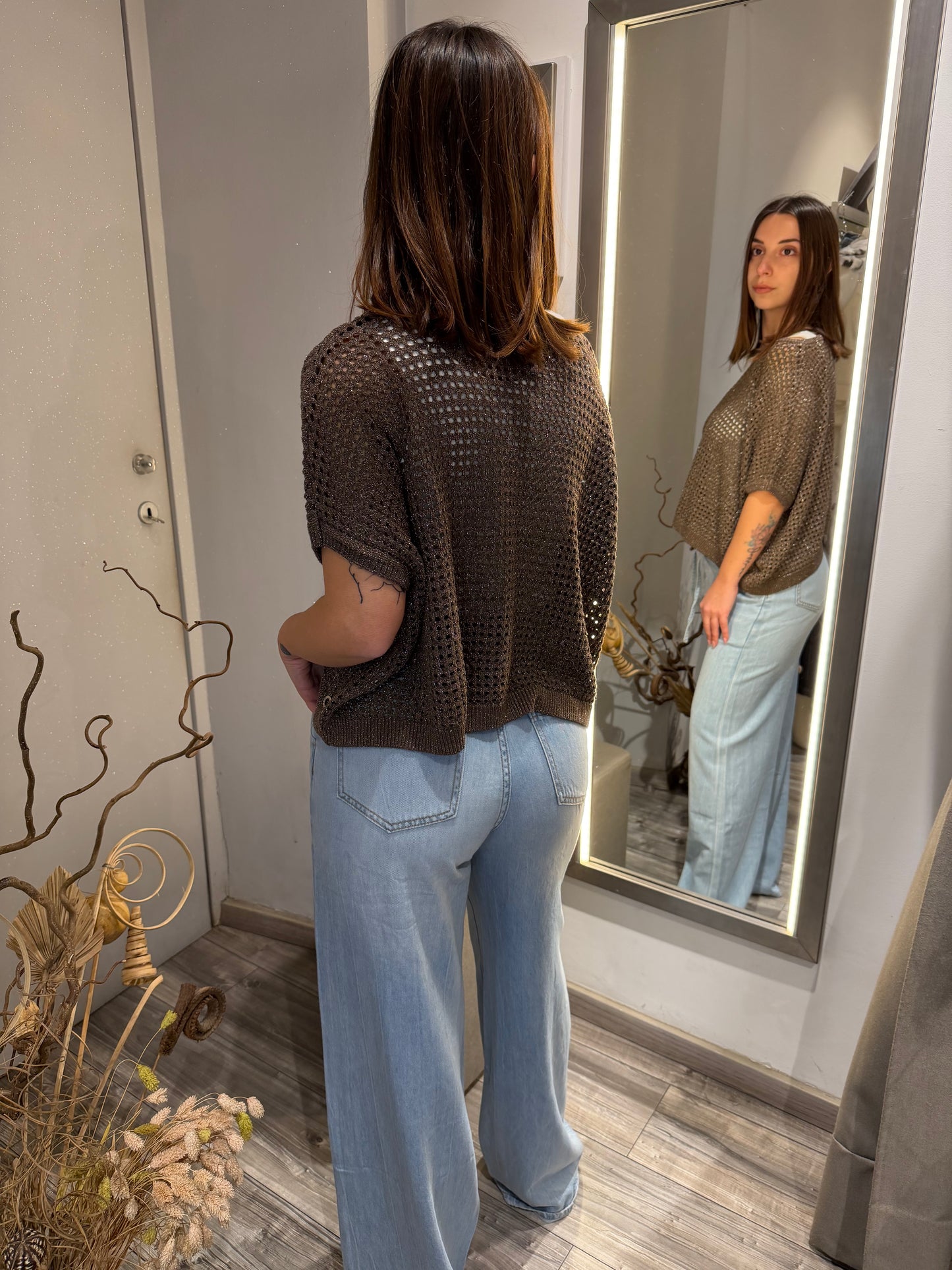 GILET TRAFORATO LUREX MORO