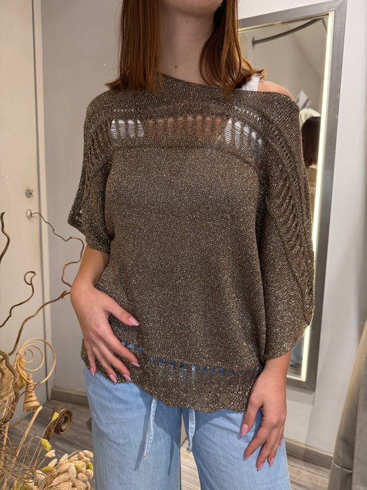 KIMONO TRAFORATO IN LUREX MORO