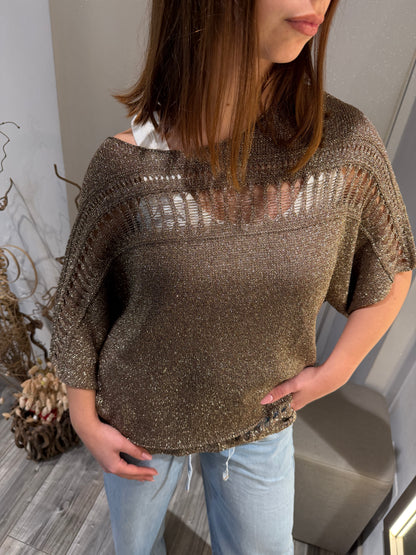 KIMONO TRAFORATO IN LUREX MORO