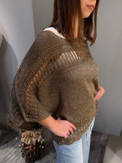 KIMONO TRAFORATO IN LUREX MORO