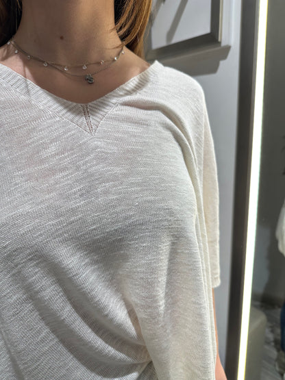 MAGLIA SCOLLO V MANICA 3/4