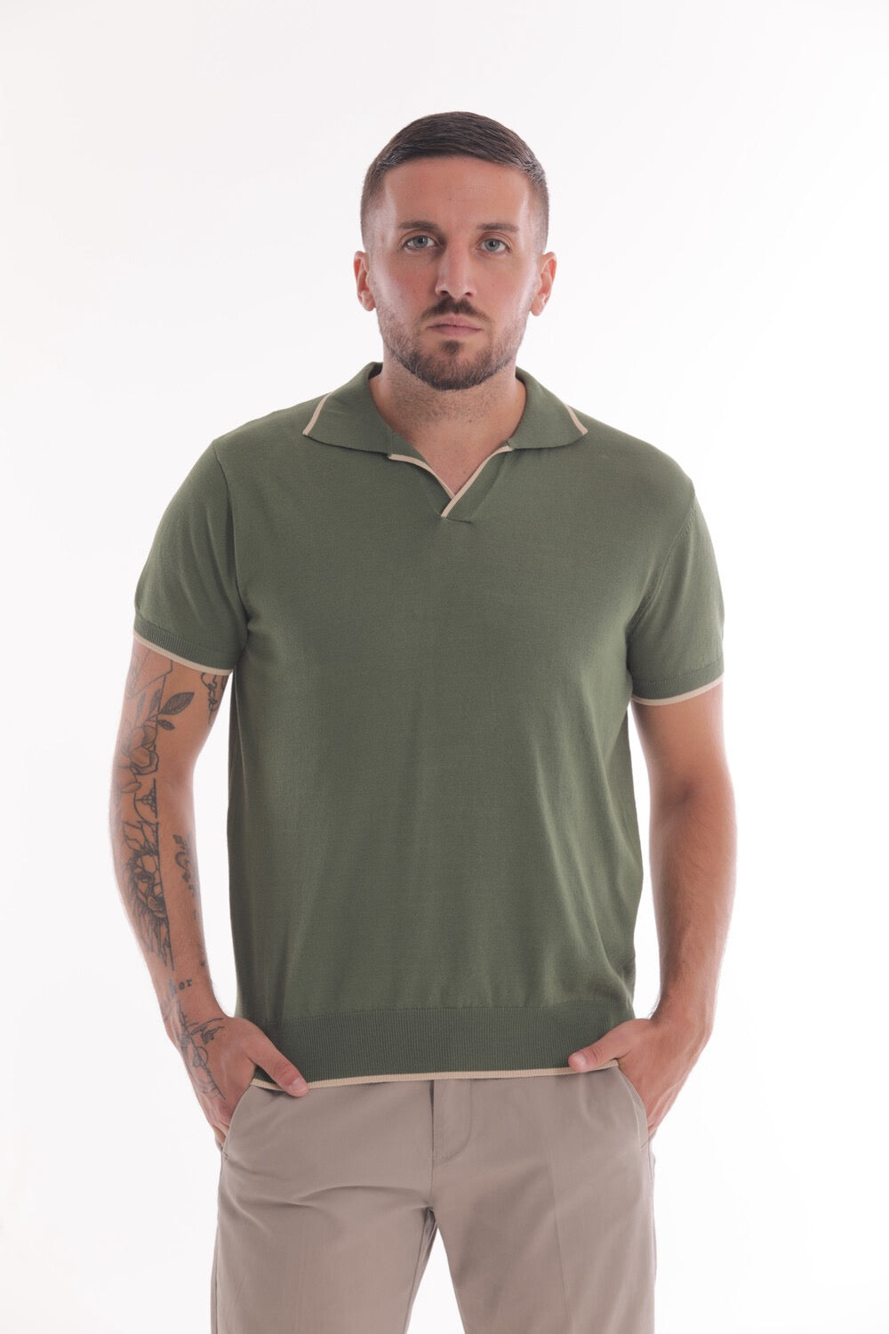 POLO SENZA BOTTONI MILITARE