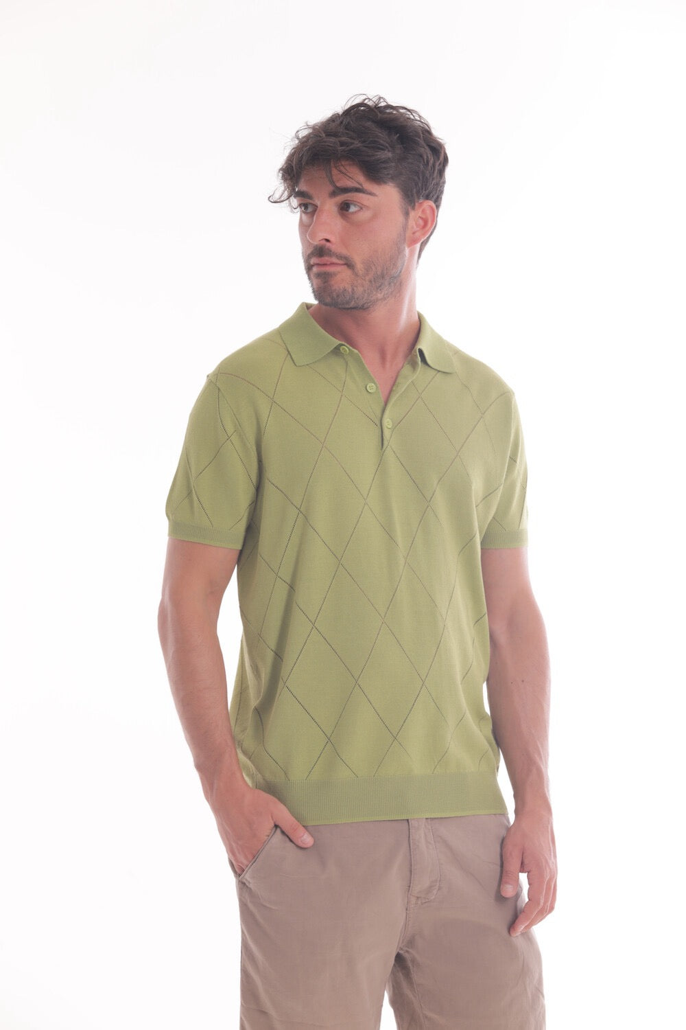 POLO IN MAGLIA A ROMBI