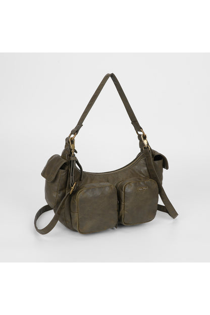 BORSA A SPALLA CON TASCHE MILITARE