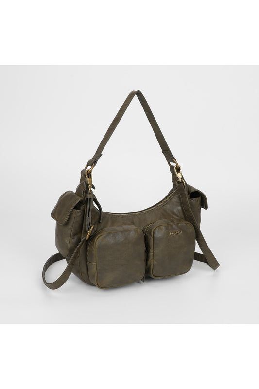 BORSA A SPALLA CON TASCHE MILITARE