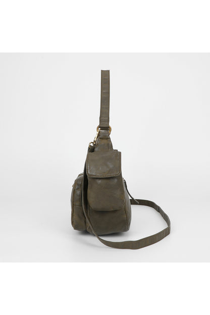 BORSA A SPALLA CON TASCHE MILITARE