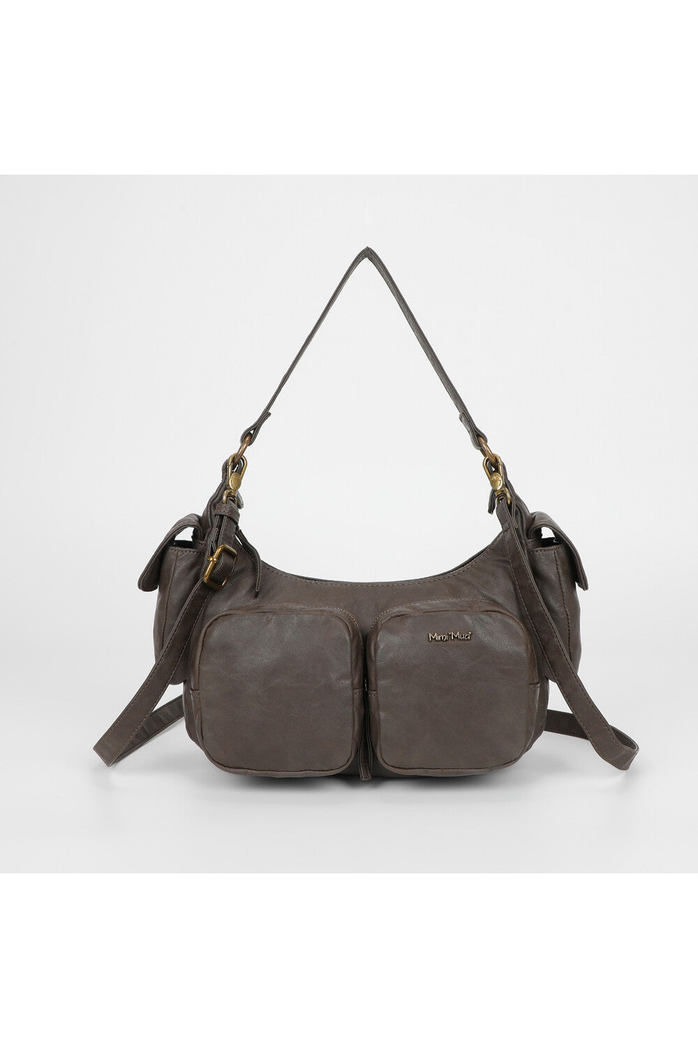 BORSA A SPALLA CON TASCHE GRIGIO