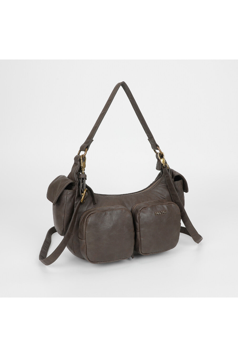 BORSA A SPALLA CON TASCHE GRIGIO