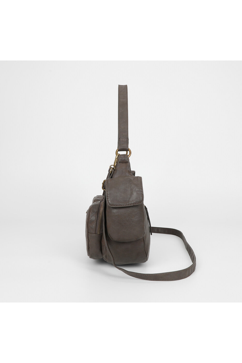 BORSA A SPALLA CON TASCHE GRIGIO