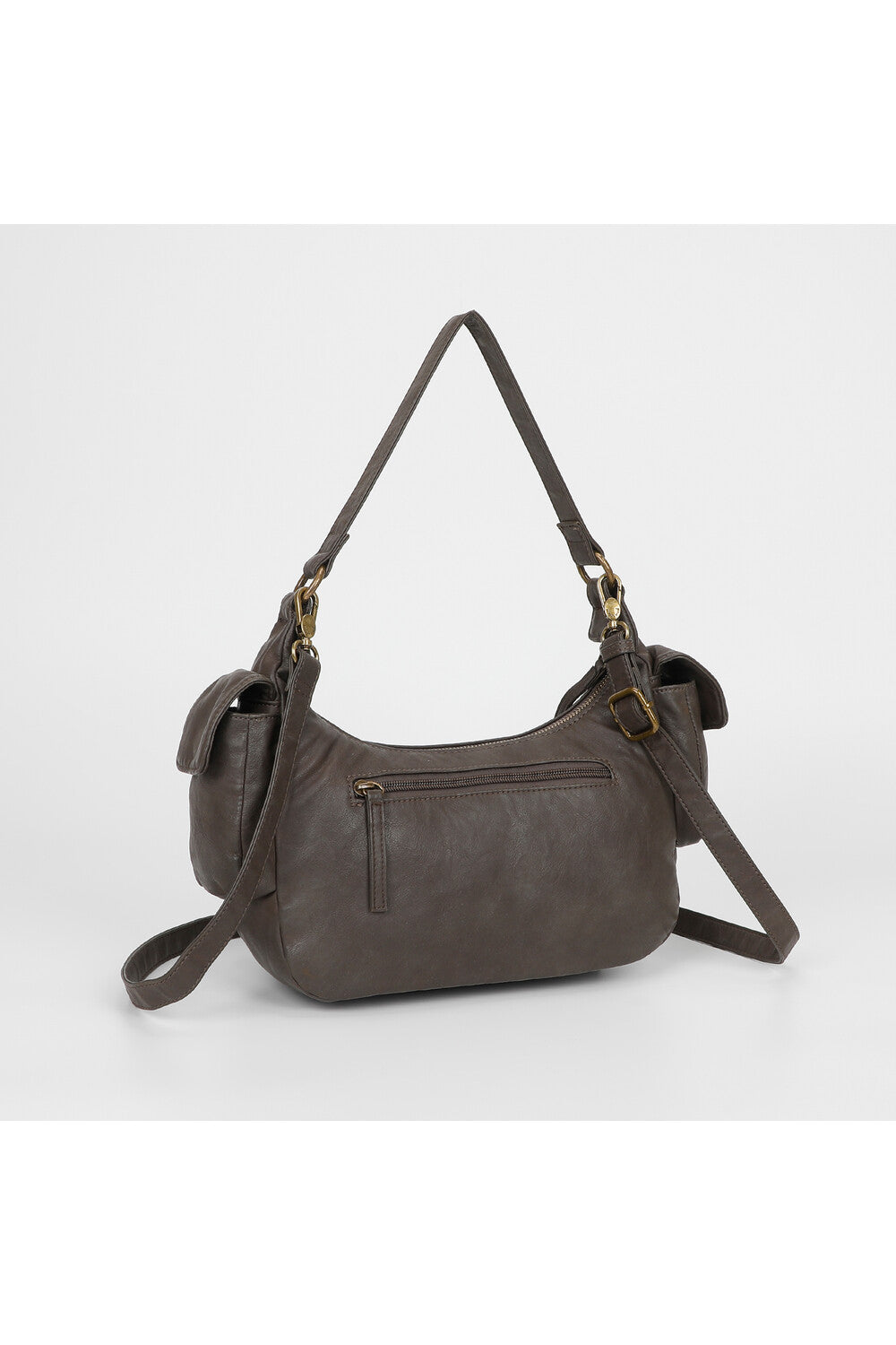 BORSA A SPALLA CON TASCHE GRIGIO