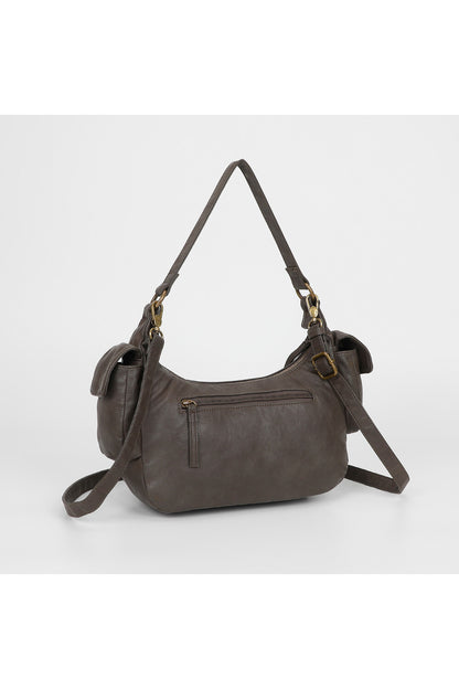 BORSA A SPALLA CON TASCHE GRIGIO