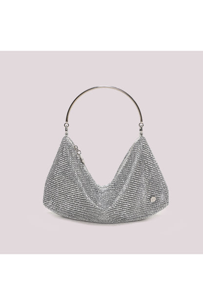 BORSA MORBIDA IN RETE DI STRASS ARGENTO