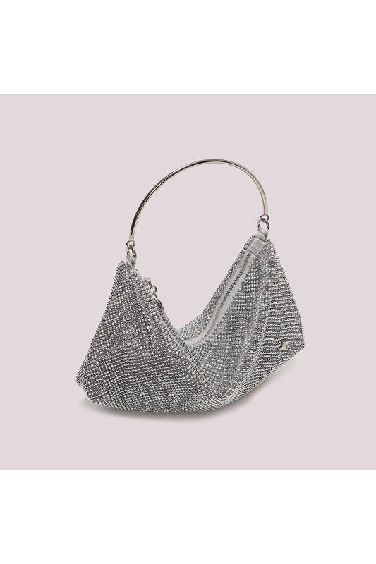 BORSA MORBIDA IN RETE DI STRASS ARGENTO