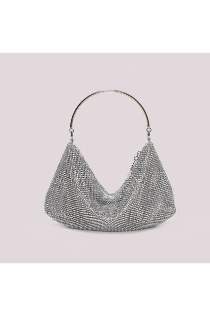 BORSA MORBIDA IN RETE DI STRASS ARGENTO