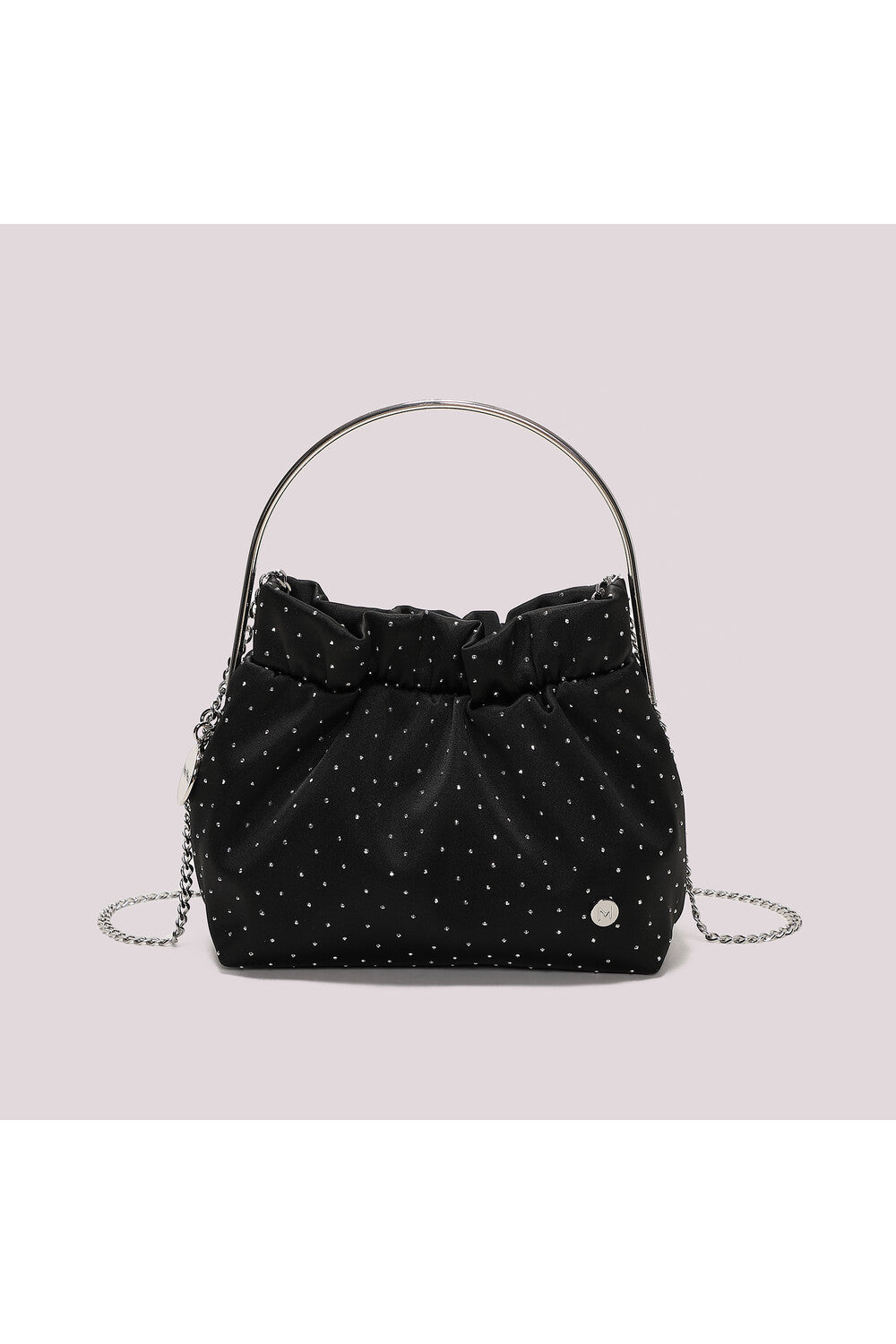 BORSA IN TESSUTO CON STRASS NERA