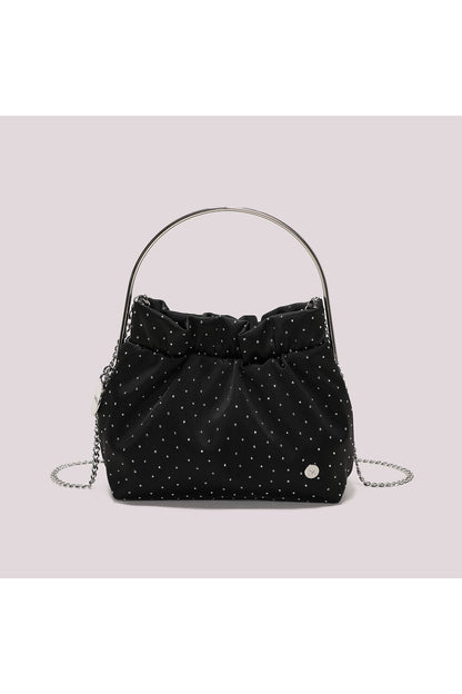 BORSA IN TESSUTO CON STRASS NERA
