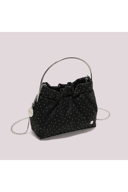 BORSA IN TESSUTO CON STRASS NERA