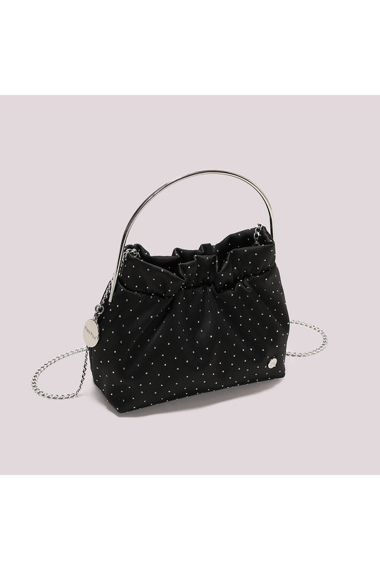 BORSA IN TESSUTO CON STRASS NERA