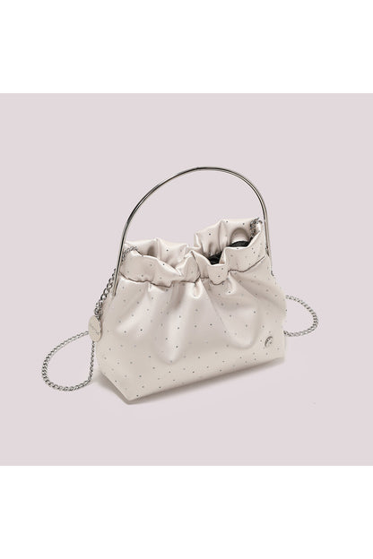 BORSA IN TESSUTO CON STRASS PANNA