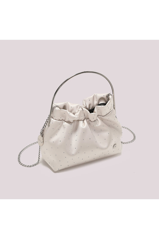 BORSA IN TESSUTO CON STRASS PANNA