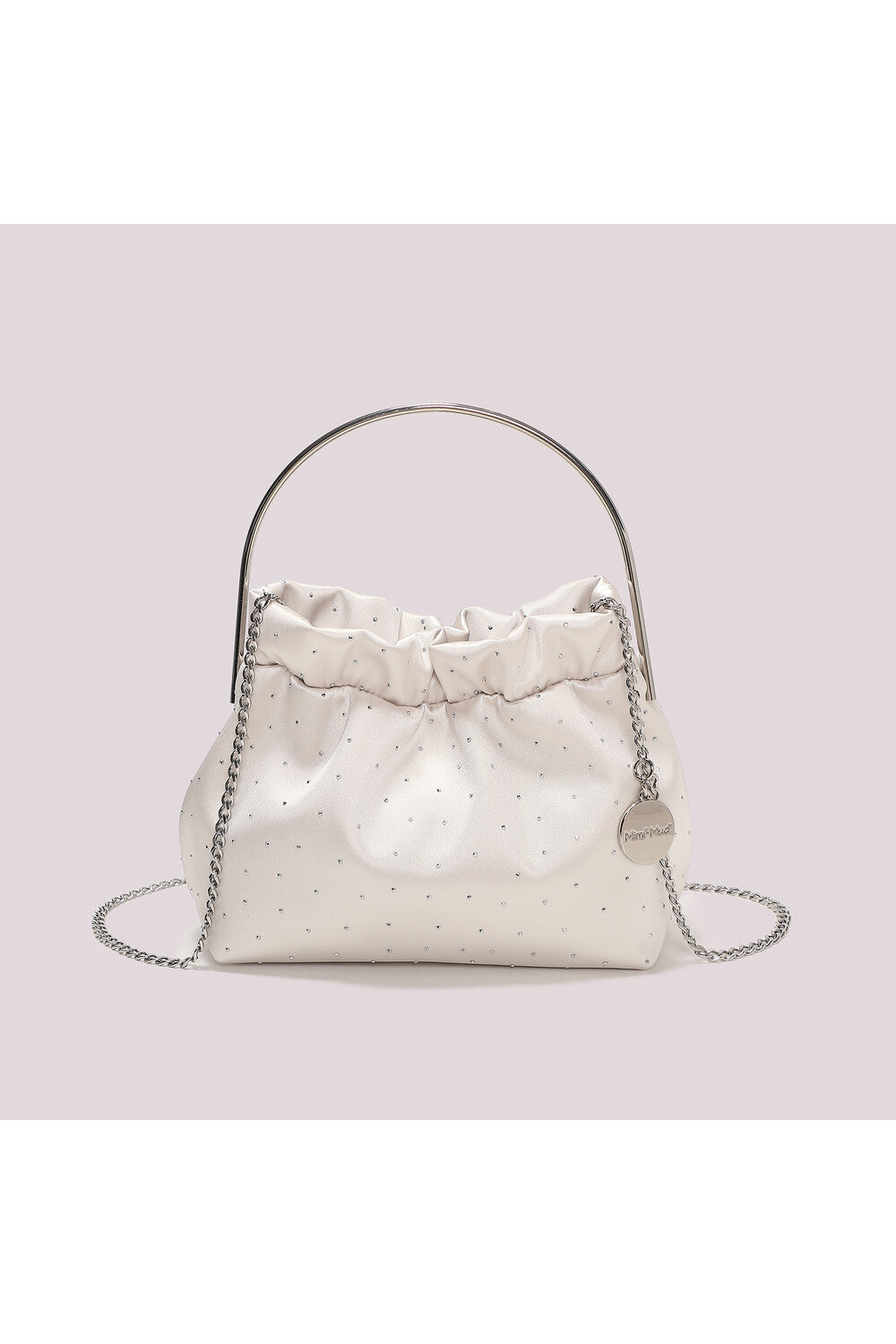 BORSA IN TESSUTO CON STRASS PANNA