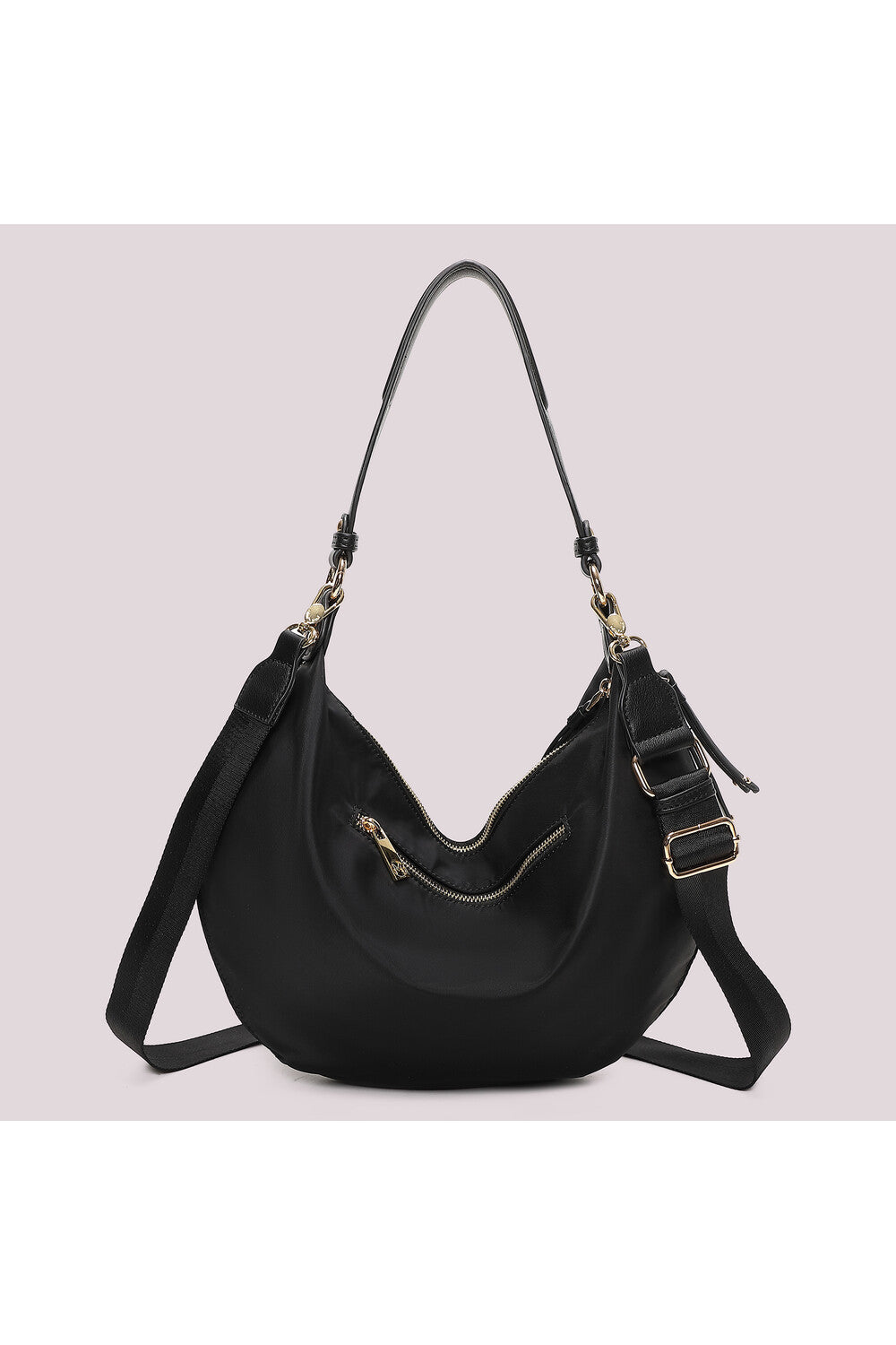 BORSA A SPALLA IN NYLON NERA