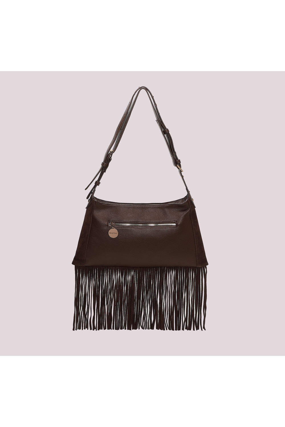 BORSA A TRACOLLA CON BORCHIE E FRANGE