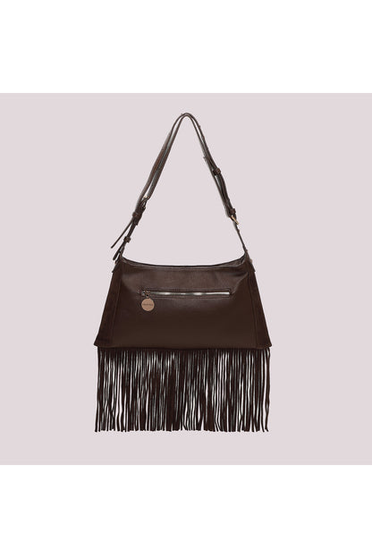 BORSA A TRACOLLA CON BORCHIE E FRANGE