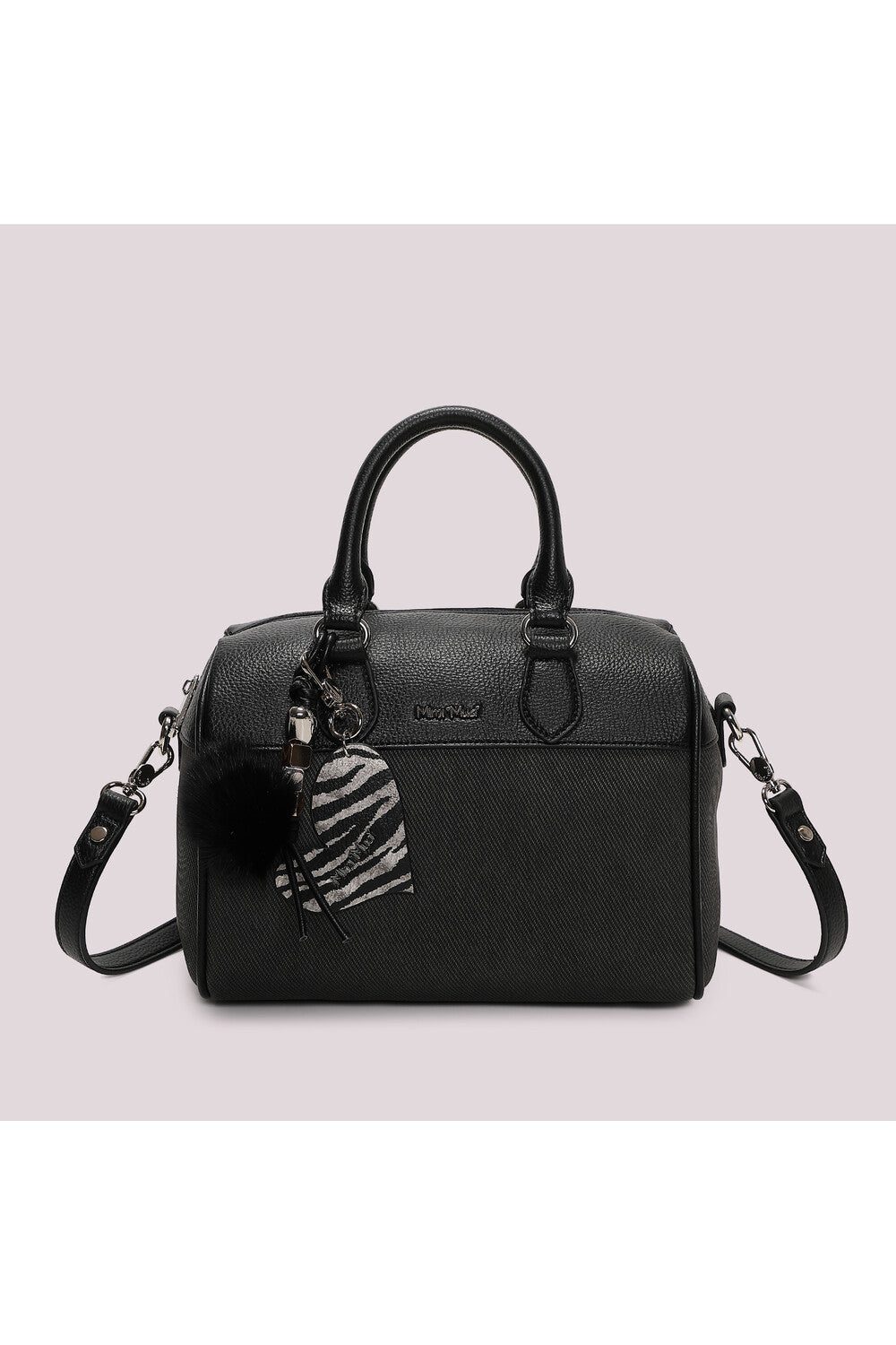 BORSA BAULETTO CON CHARM E CUORE NERO