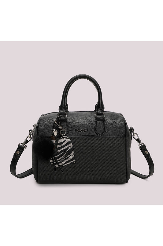 BORSA BAULETTO CON CHARM E CUORE NERO